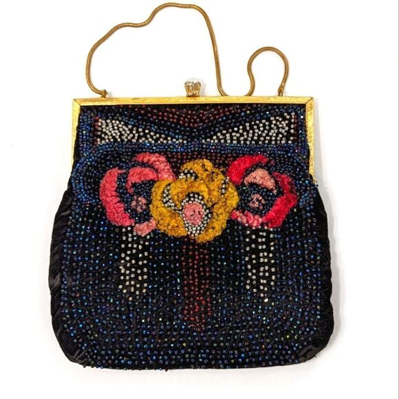 Vintage Velvet Beaded Clutch - Picture 1 of 6